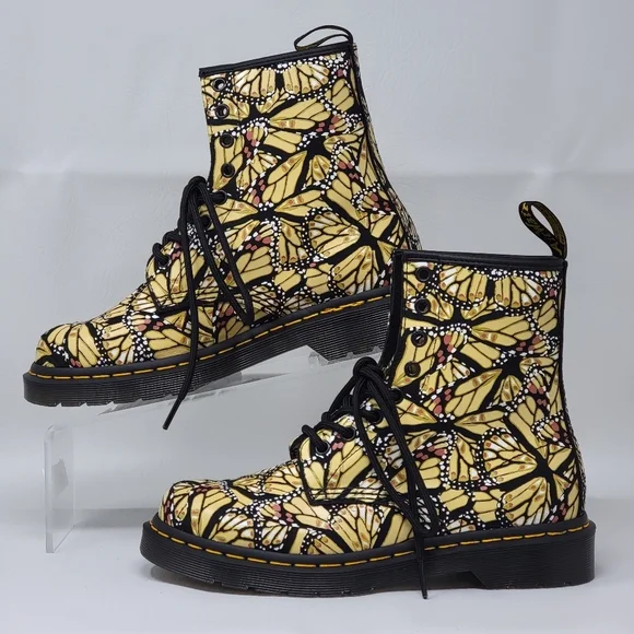 Dr. Martens Women's 1460 8-Eye Boot Butterfly Yellow Boots Shoes Size 8 New - Picture 2 of 9